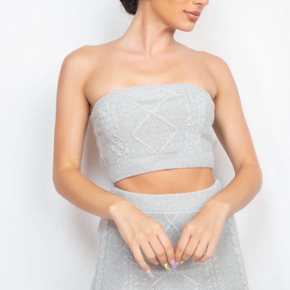 Heather Cable Two-Piece Top and Skirt Set - Picture 5 of 8